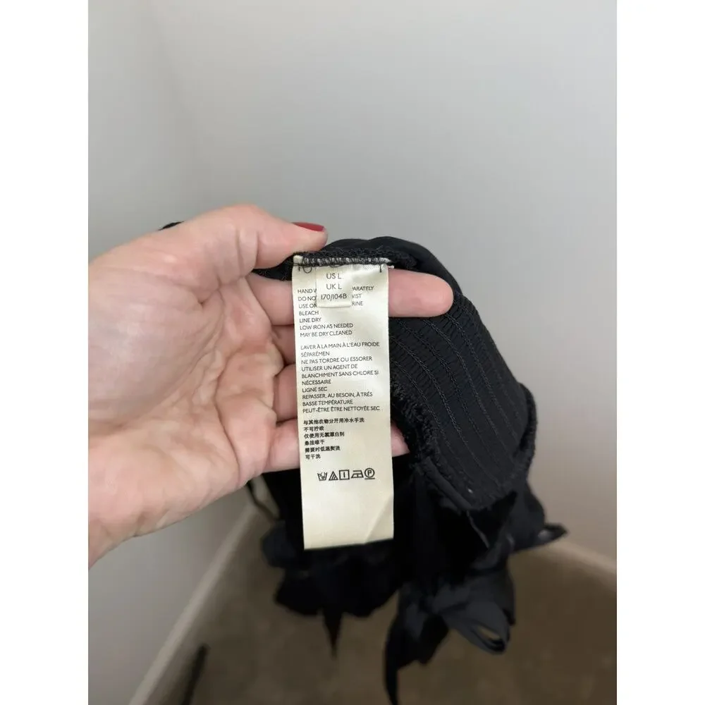 Free People Trapped In Your Love Tank Large Black Velvet Corset Bow Adjustable